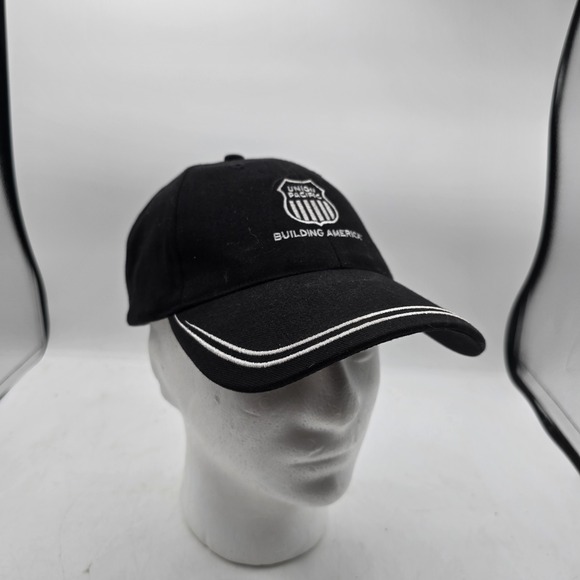 Union Pacific Railroad Baseball Hat Cap Building America Black Train Embroidered